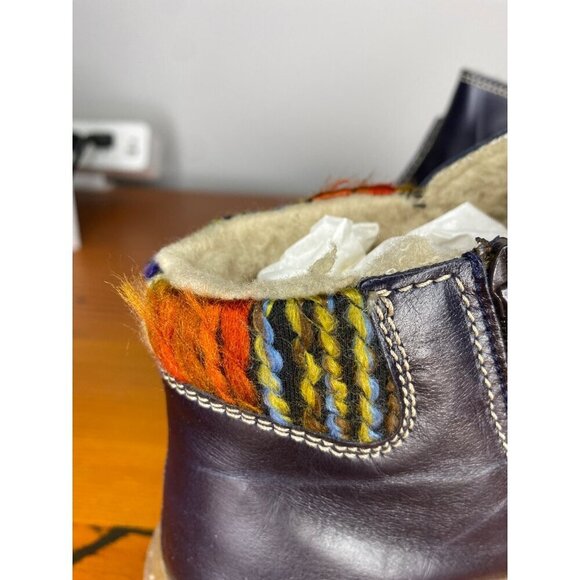 Josef Seibel Maren 07 Blue Leather Ankle Boots With Sherpa Lining & Multi-Color - Picture 7 of 9